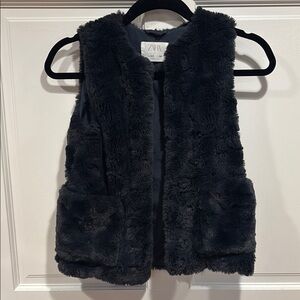 Zara Black Faux Fur Vest Plush Texture